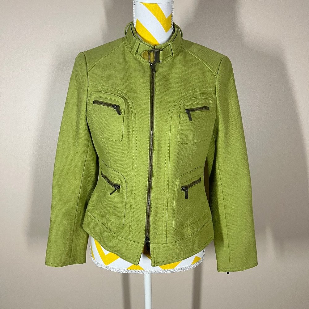 NWT Worth Cotton Full Zip Messenger Jacket • Green • Size 8P